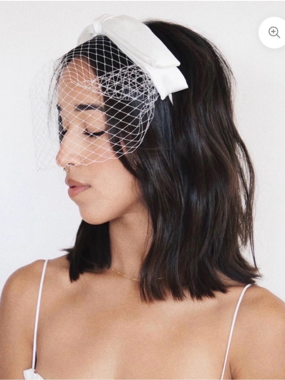 Kristin Ess Bright White Bow Veil Headband - Elegant Women’s Hair Accessory